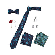 Men's 8 Pieces Gift Ties Set in Blue Navy