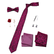 Men's 8 Pieces Gift Ties Set in Red Burgundy