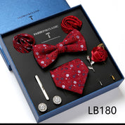 Men's 8 Pieces Gift Ties Set in Red Burgundy