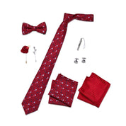 Men's 8 Pieces Gift Ties Set in Red Burgundy