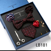 Men's 8 Pieces Gift Ties Set in Red Burgundy