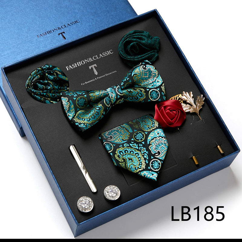 Men's 8 Pieces Gift Ties Set in Pink & Green
