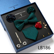 Men's 8 Pieces Gift Ties Set in Green & Blue & Yellow