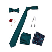 Men's 8 Pieces Gift Ties Set in Green & Blue & Yellow