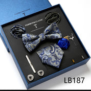 Men's 8 Pieces Gift Ties Set in Green & Blue & Yellow