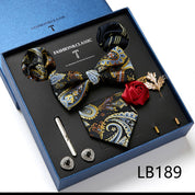 Men's 8 Pieces Gift Ties Set in Green & Blue & Yellow