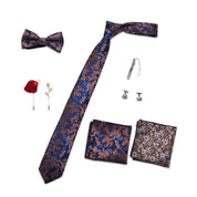 Men's 8 Pieces Gift Ties Set in Burgundy & Brown