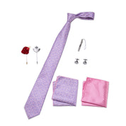 Men's 8 Pieces Gift Ties Set in Pink & Green
