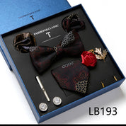 Men's 8 Pieces Gift Ties Set in Burgundy & Brown