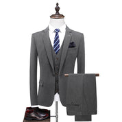 Mens 3 Piece Suit Slim Fit Business Tuxedos For Wedding Prom Groomsmen Black Blue Grey Blazer & Pants & Waistcoat
