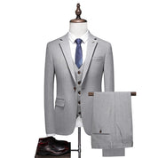 Men's 3 Piece Grey Suit One Button Closure
