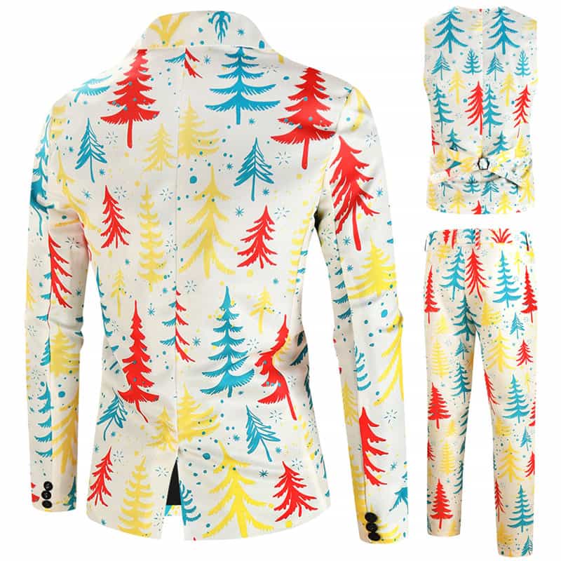 Men's Christmas Slim Fit One Button Printed Suit
