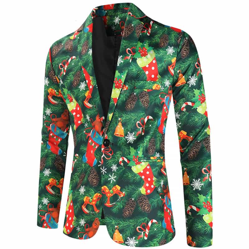 Christmas Men's 3 Piece Slim Fit Printed Suit