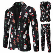Christmas Men's 3 Piece Slim Fit Folral Printed Suit