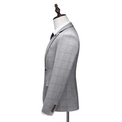 Men's Plaid 3 Piece Suit in Grey One Button