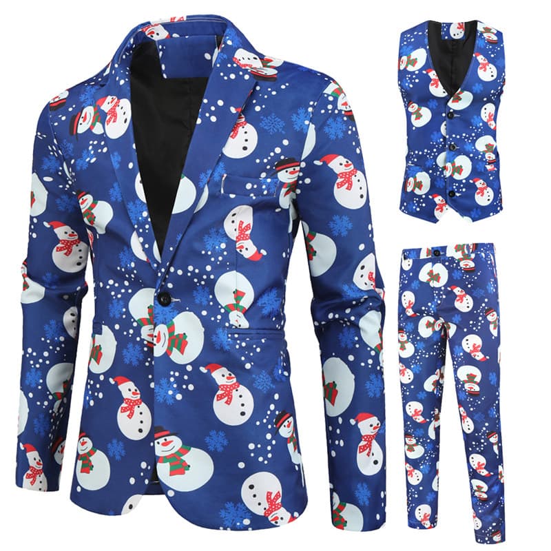 Men's 3 Piece Casual Suit Printed For Christmas