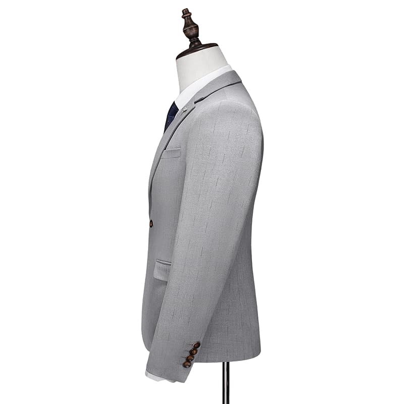 Men's 3 Piece Grey Suit One Button Closure