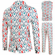 Men's 3 Piece Suit Printed Tuxedos For Christmas Wedding Prom
