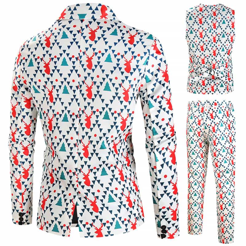 Men's 3 Piece Suit Printed Tuxedos For Christmas Wedding Prom