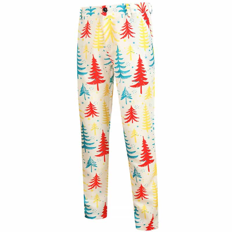 Men's Christmas Slim Fit One Button Printed Suit