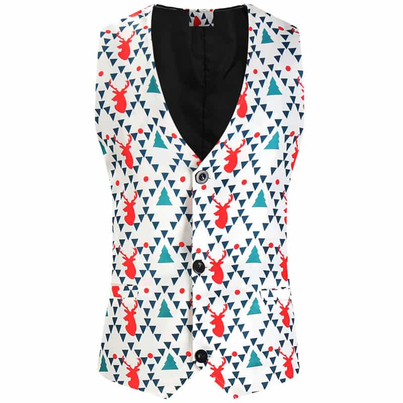 Men's 3 Piece Suit Printed Tuxedos For Christmas Wedding Prom