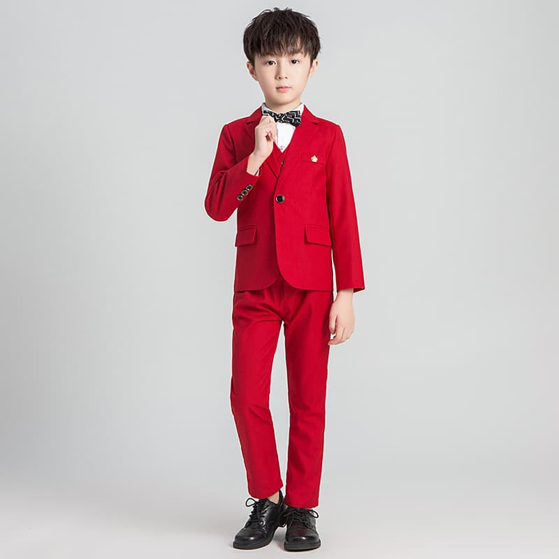 Boys New 5 Piece Suit Children's Suit in Grey and Red