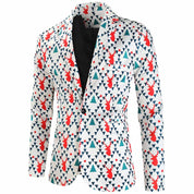 Men's 3 Piece Suit Printed Tuxedos For Christmas Wedding Prom