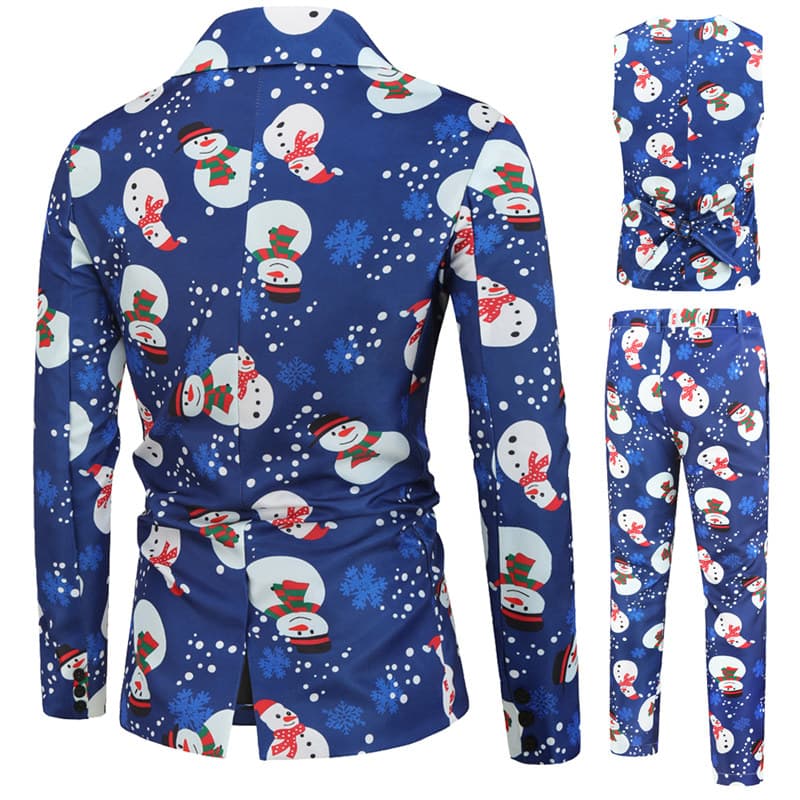 Men's 3 Piece Casual Suit Printed For Christmas