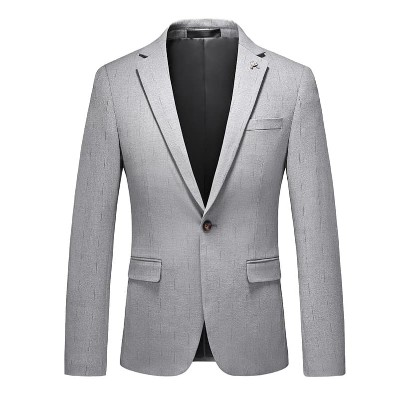 Men's 3 Piece Grey Suit One Button Closure
