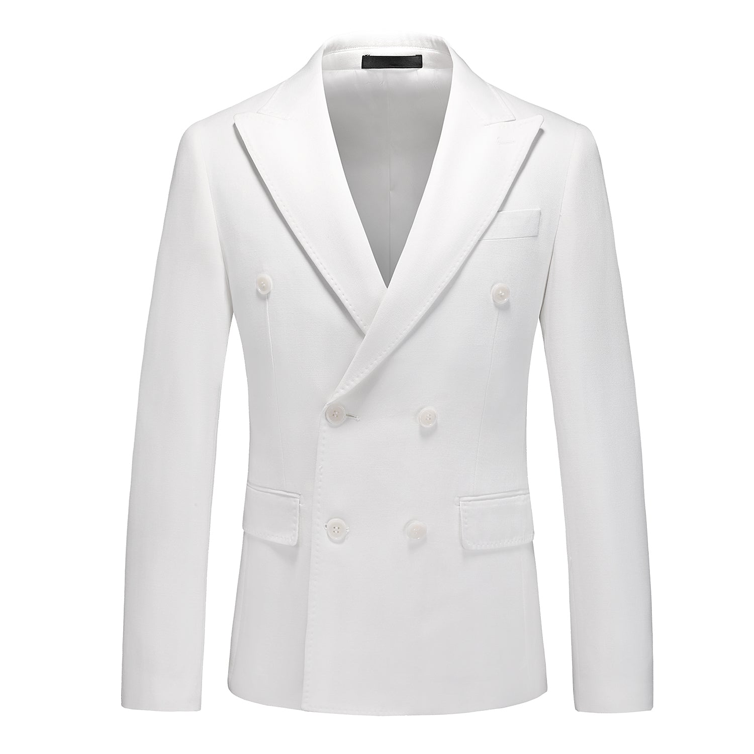 Men's Solid White Double Breasted Blazer