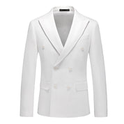 Men's Solid White Double Breasted Blazer