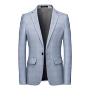 Men's Plaid Blazer in Blue Beige Pink Checked