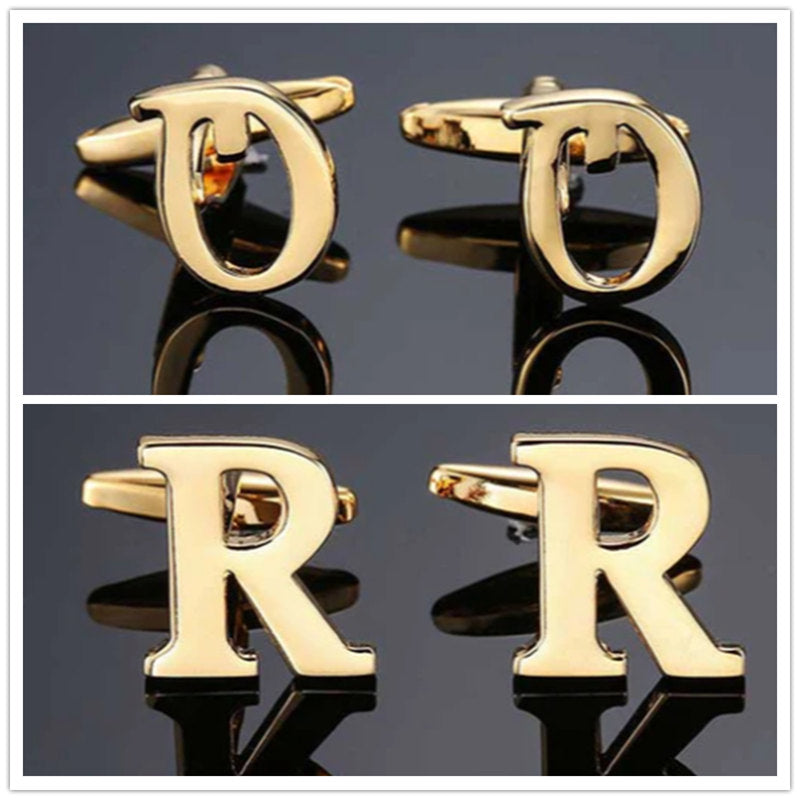 26 Dimensional Letter Style Cufflinks Gold