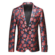 Men's Blazer One Button Floral Printed Sport Coat