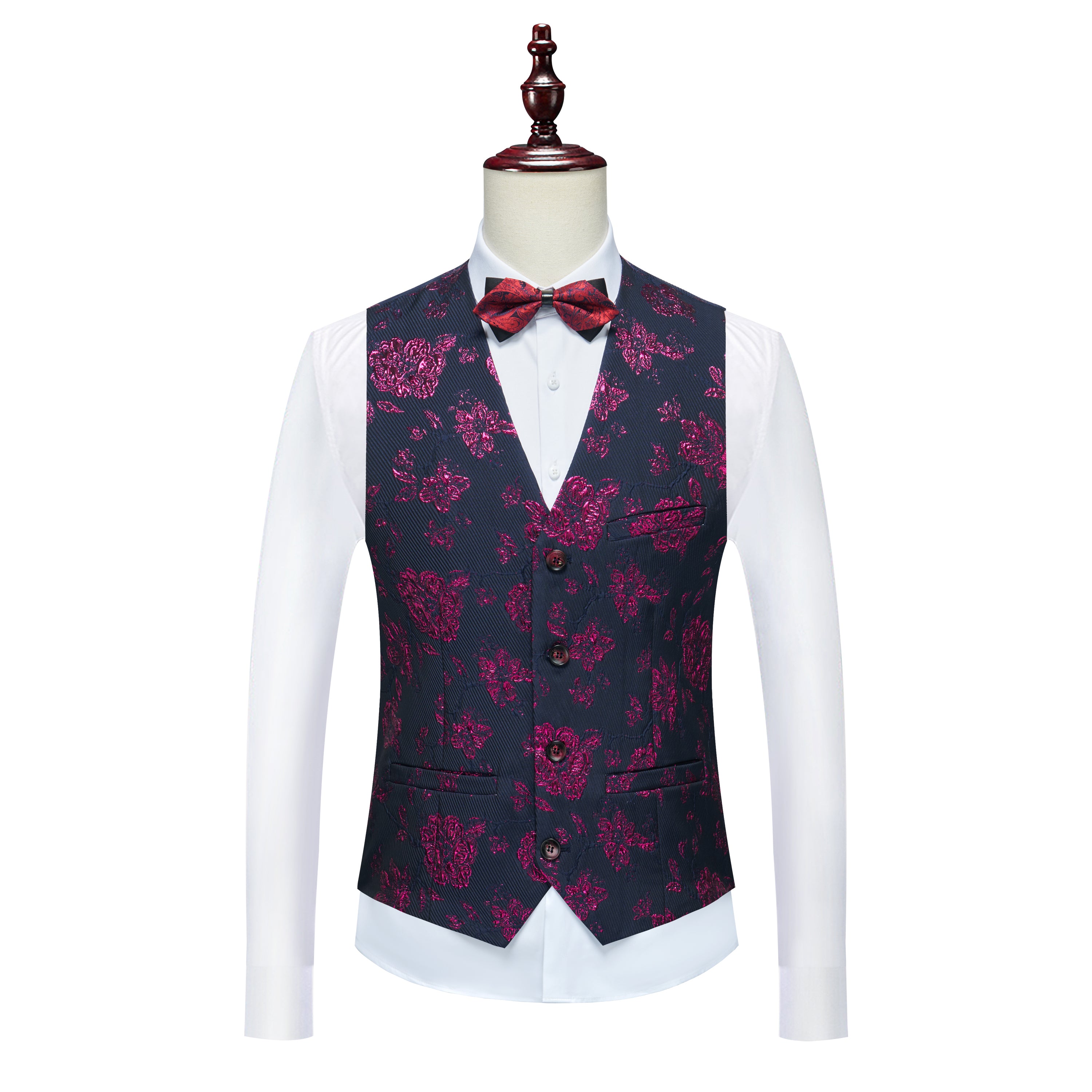 Men's 3 Pieces Suit Jacquard Tuxedo One Button