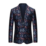 Men's Blazer Floral Printed Casual One Button Sports Coat