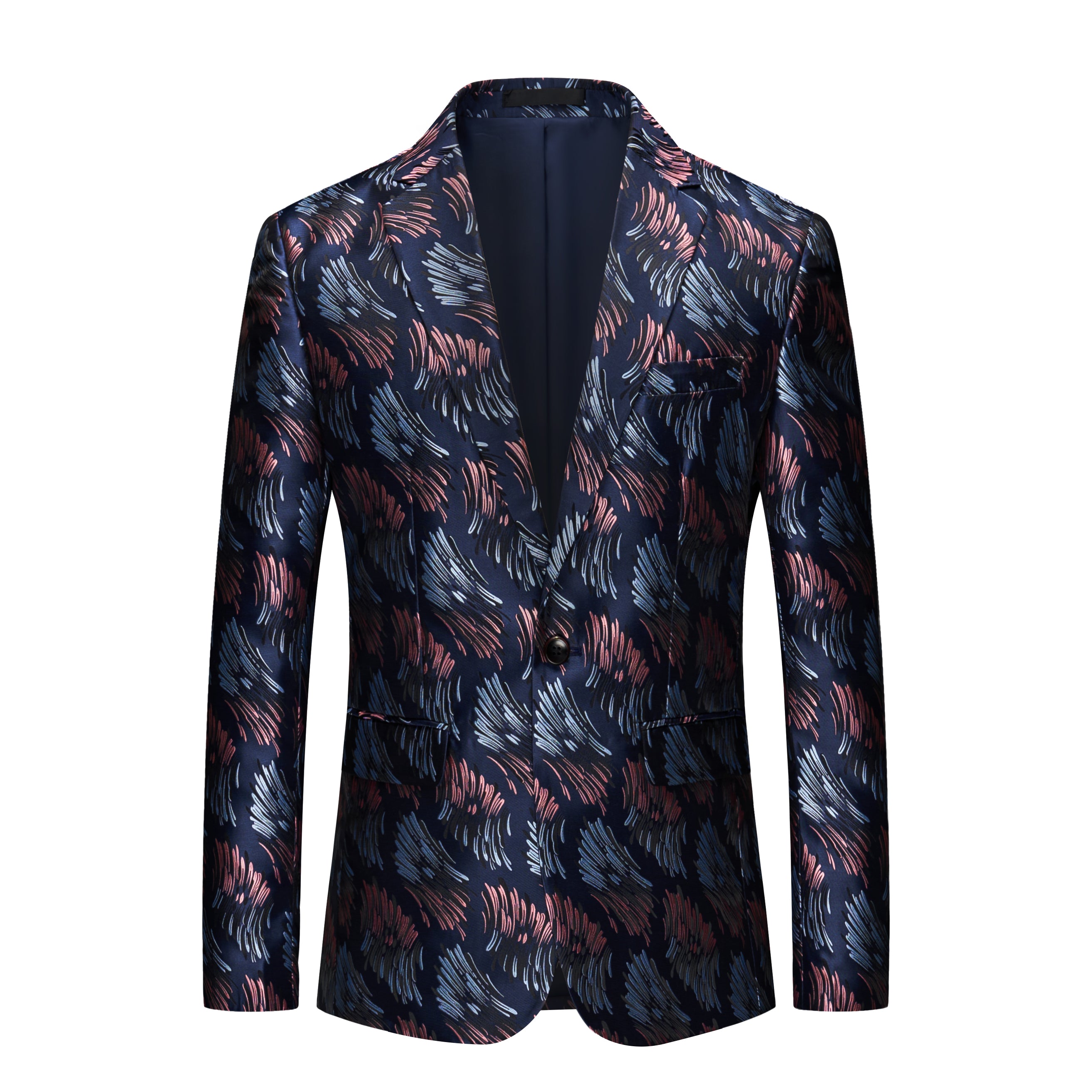 Men's Blazer Floral Printed Casual One Button Sports Coat