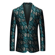 Men's Blazer Floral Printed Casual One Button Sports Coat