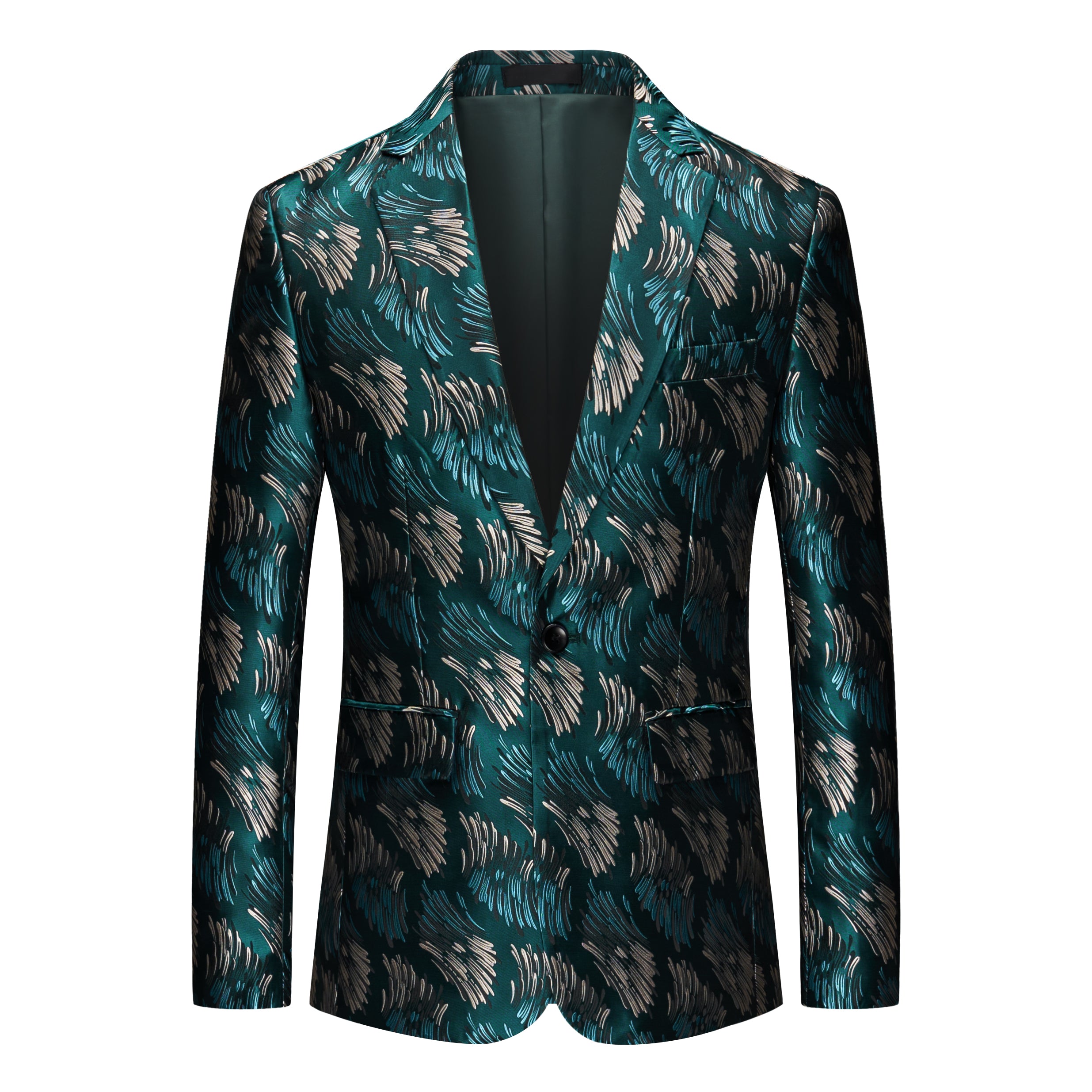 Men's Blazer Floral Printed Casual One Button Sports Coat