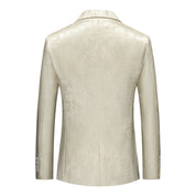 Men's Floral Blazer Casual Suit Jacket in Beige and Yellow
