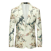 Men's Print Blazer Slim Fit Sports Coat Floral Fashion Suit