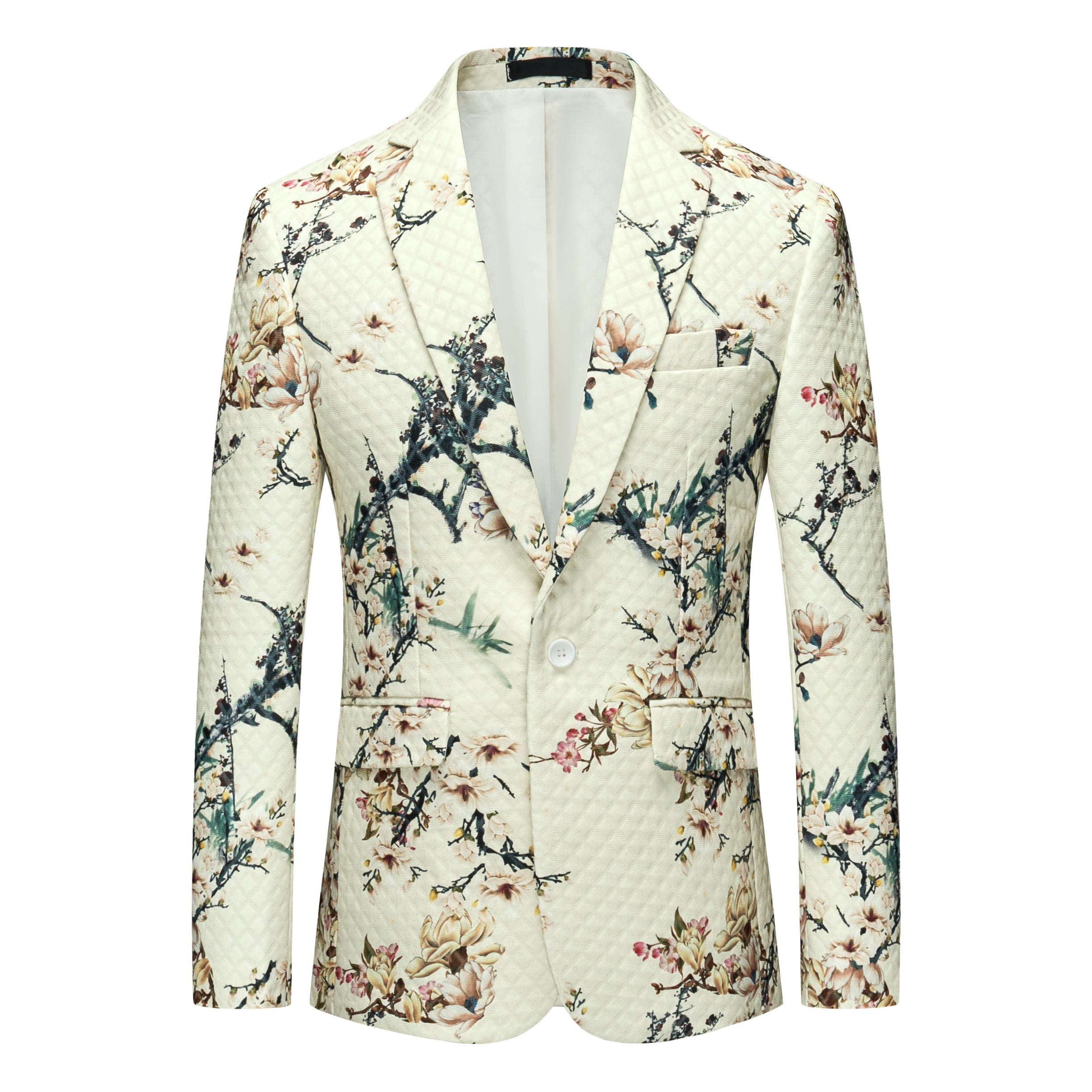 Men's Print Blazer Slim Fit Sports Coat Floral Fashion Suit