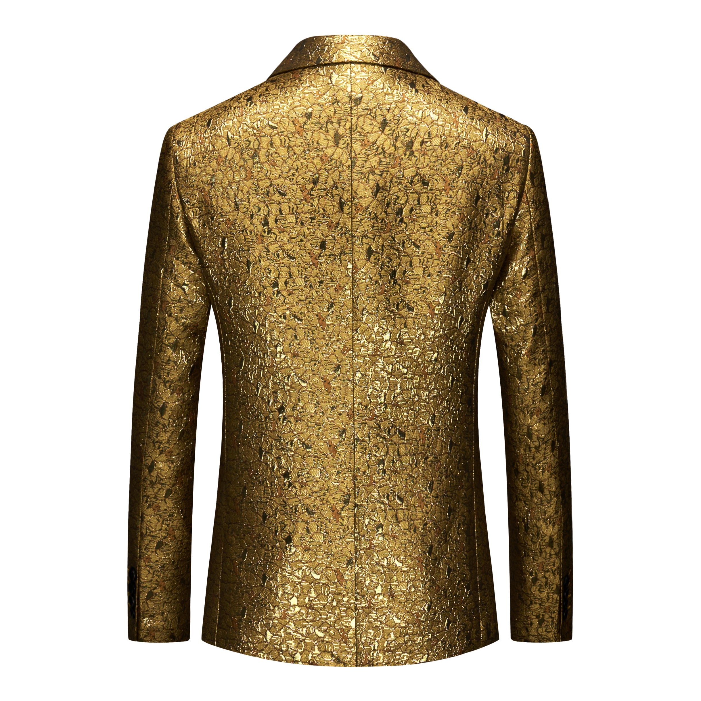Men's Gold Printed Blazer Casual One Button Suit Jacket Sport Coat