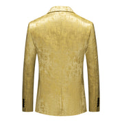 Men's Floral Blazer Casual Suit Jacket in Beige and Yellow