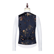 Mens Single Breasted Floral Vest in Black Blue