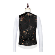 Mens Single Breasted Floral Vest in Black Blue