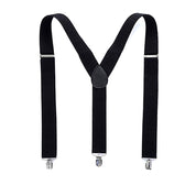 Mens Y-Shape Adjustable Suspender With 12 Solid Solid Elastic Straps