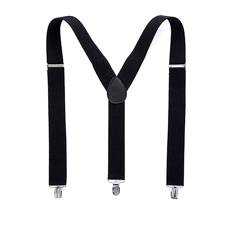 Mens Y-Shape Adjustable Suspender With 12 Solid Solid Elastic Straps