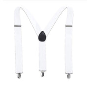 Mens Y-Shape Adjustable Suspender With 12 Solid Solid Elastic Straps