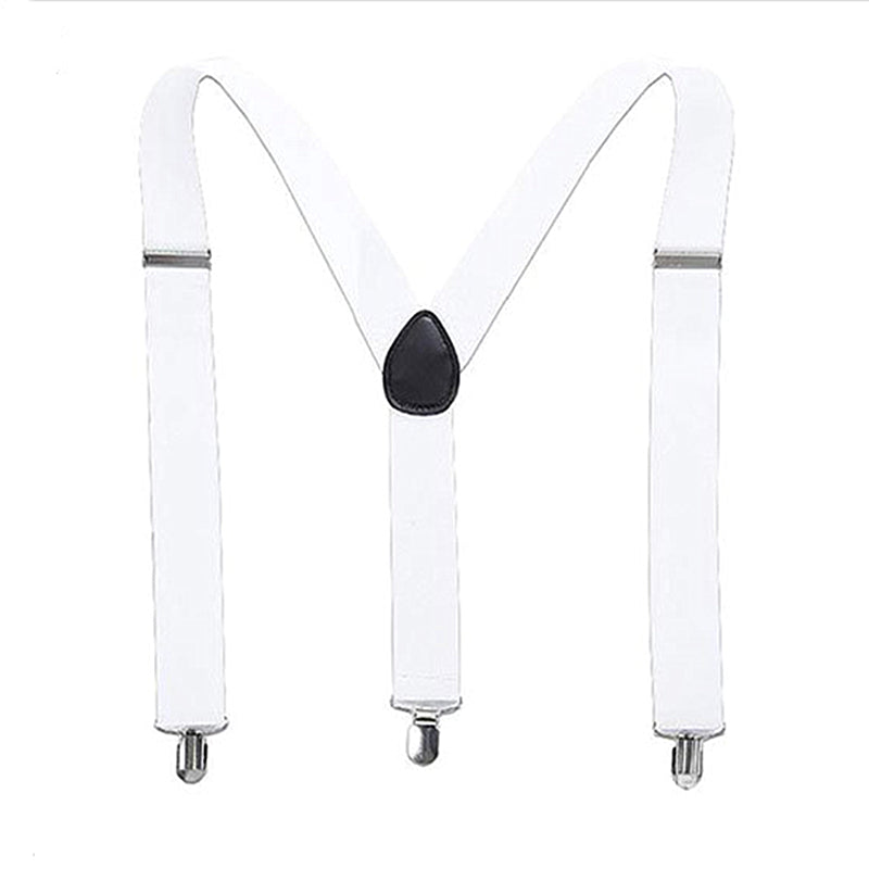Mens Y-Shape Adjustable Suspender With 12 Solid Solid Elastic Straps